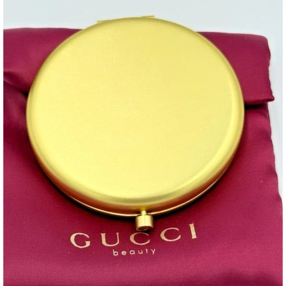 Gucci Beauty Floral Gold Compact Mirror with Snap Pouch NEW - Picture 10 of 11